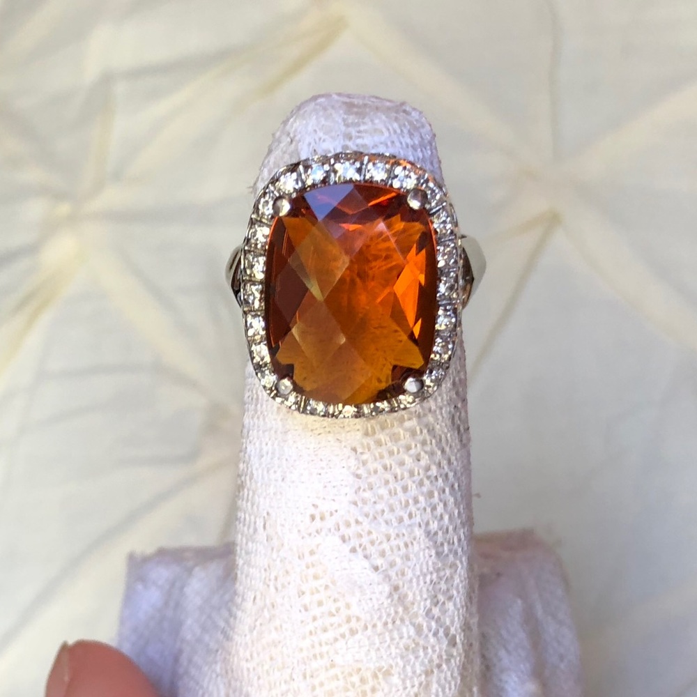 Orange/Honey Citrine Sterling Silver Ring